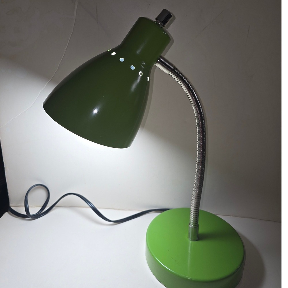 Lime Green Gooseneck Desk Lamp Retro Mid Century Modern Flexible Task‎ Light - Picture 4 of 7